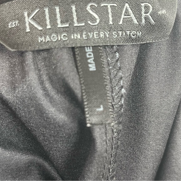 Killstar Blood Rose Skirt black red rose pattern & faux leather waistband, L. - Picture 9 of 10